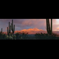 Superstition Wilderness panorama, Four Peaks, Arizona, USA :: 2287weAZARZalpenglowjpg